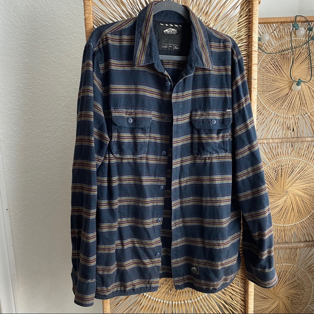 Vans striped mens button down shirt